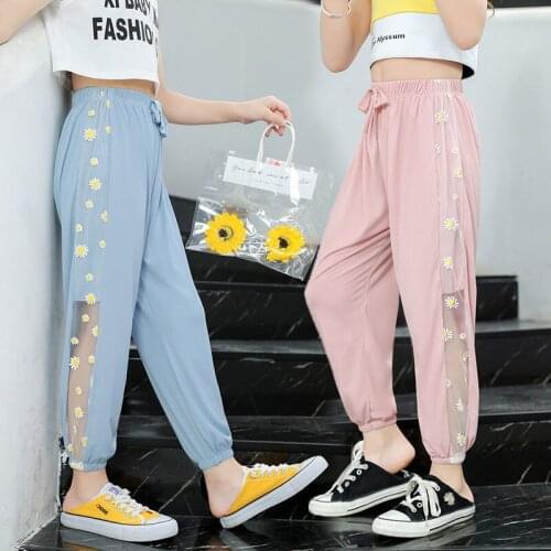 Summer Girls Pants New Small Daisy Anti-Mosquito Pants, Big Childrens Korean Version Of loose Western Style leisure Trousers