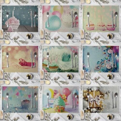 Fashion Print Rectangle Cotton Linen Western Style Table Pad Cut Mats Placemat for Dinner Kitchen Table 40x30cm