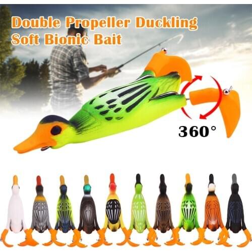 Newly Double Propeller Duckling Soft Bionic Bait Floating Rotating Fishing Lure Fishing Supplies