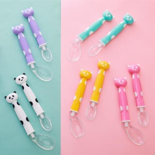 2PCS Children Cartoon Silicon Spoon Tableware Set Baby Dinner Plate Baby Training Bowl Spoon Fork For Kids Without Box