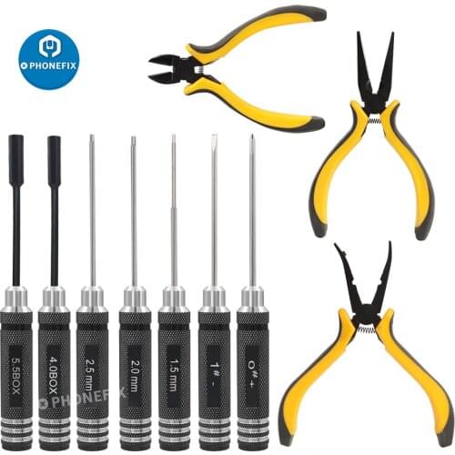 RC Helicopter Repair Kit Screwdriver Pliers Tools Bag Wrench Repair for RC Quadcopter Helicopter Car Airplane Boat Drone Repair
