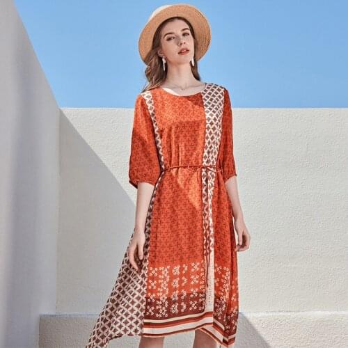 Orange retro chiffon silk floral maxi dress women 2020 summer long work boho beach office sexy party luxury dresses plus size