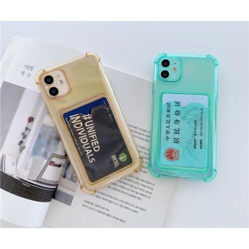 Original Clear Wallet Card Case For iPhone 11 12 Pro Max Laser Paper Case 7 8 Plus Max 12 Mini X XR XS SE 2020 Shockproof Cover