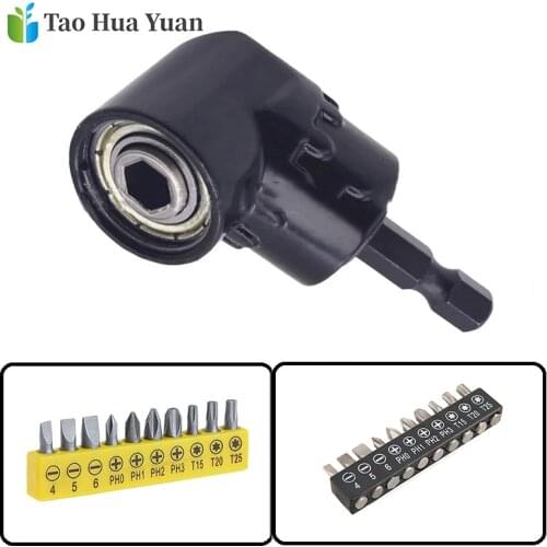 105 Degree Right Angle Driver Screwdriver Hand Tools Set 1/4 Hex Shank For Power Drill Screwdriver Bits Tools+11pcs Screwdriver