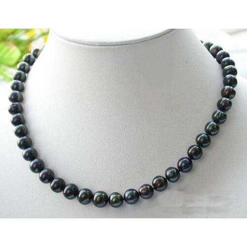Unique Pearls jewellery Store Huge 9-10mm Black Color Freshwater Pearl Necklace Charming Women Birthday Gift FN1032