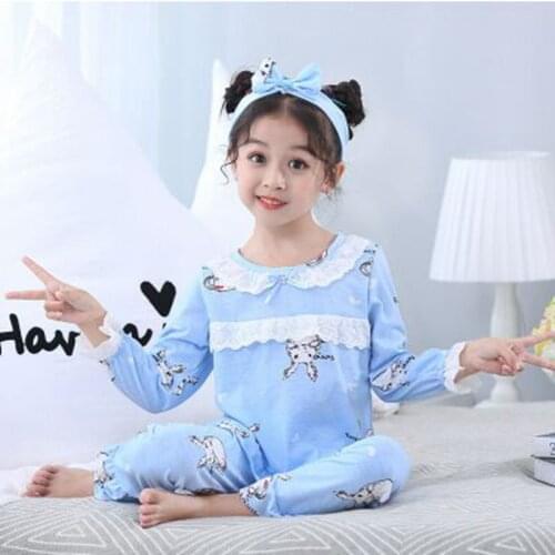 Children Cotton Pajamas Clothing Set Autumn Winter Long-Sleeved+pant 2 Piece Pyjamas Kids Cartoon Sleepwear Sleep Suit Homewear