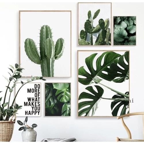 Tropical Green Plant Cactus Monstera Leaf Nordic Posters Canvas Painting and Prints Modern Wall Art Pictures Living Room Decor