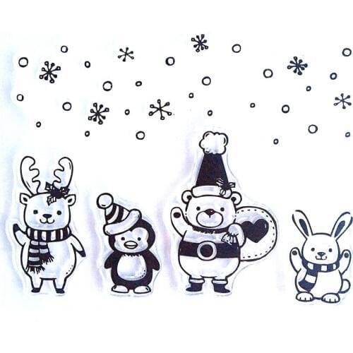 12*9.5 Winter Bear Craft Transparent Silicone Stamp for Scrapbooking DIY Photo album Card Making Decorative Clear Stamps Sheet