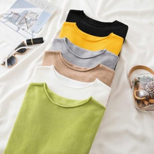 Pullovers Knitted Cashmere Wool Sweater Lady High Quality Pure Colors Spring Autumn Winter European Style Women Fashion Tops