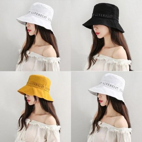 Fisherman hat womens new Korean version of men and womens embroidered letter basin hat sunshade and sun protection tide outdoo