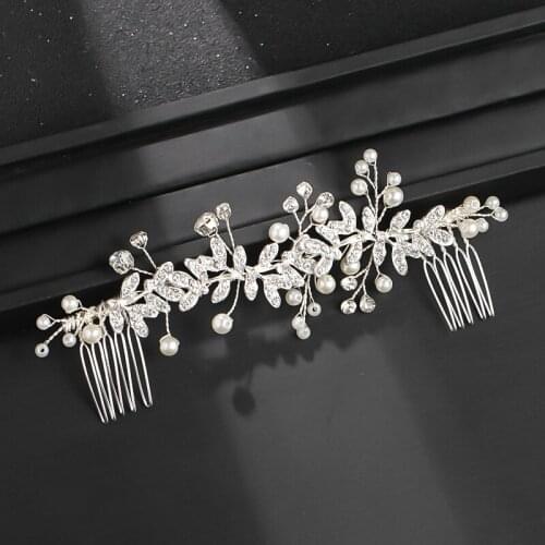 Silver Color Pearl Rhinestone Hair Clip Headband Hair Accessories For Women Decoration For Hair Jewelry Hair Clips Hairband