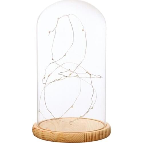 Modern Battery Operated LED Glass Cloche Bedside Table Lamp Fairy Lights