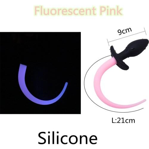 Luminous Style Silicone Dog Tail to Slave Fetish Butt Stimulate Anal Plug Bdsm Sex Toys for Man Woman Gay Flirt Backyard Toys