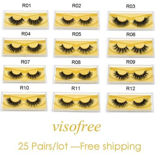 Visofree 25 pairs/lot handmade volume soft lashes 100% Cruelty Free Dramatic Reusable Natural Eyelashes Fake Lashes Make Up