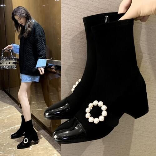 2020 square toe fashion Korean suede womens boots with double inner lining available