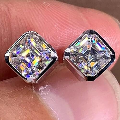 10K Au417 Gold Earrings Women 0.5 1 2 3 Carat Asscher Square Moissanite Diamond Wedding Anniversary Engagement Party Gift