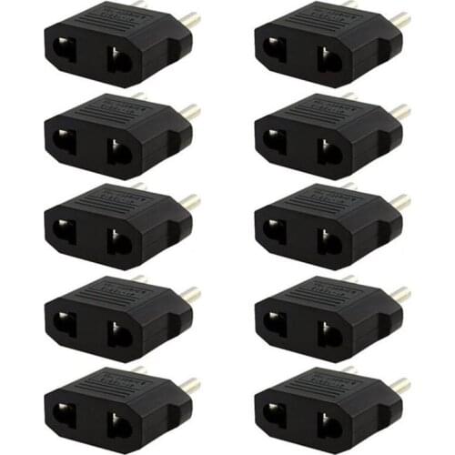 10PCS US USA to EU Europe Euro AC Power Plug Converter Travel Adapter Charger H054