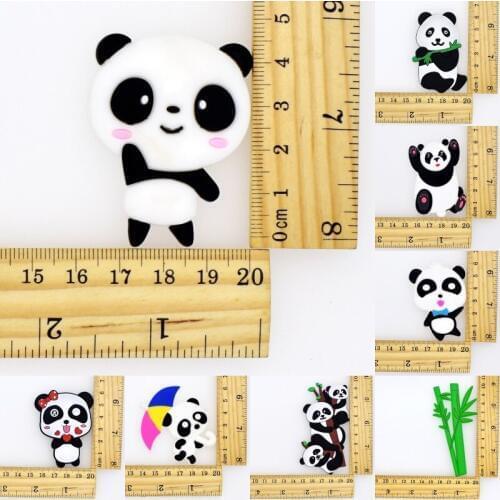 Cute Pandas Bamboo Flatback Soft PVC Charms Fit DIY Craft Ornament Handmade Stitching Accessories For Garment/Suitcase/Backpack