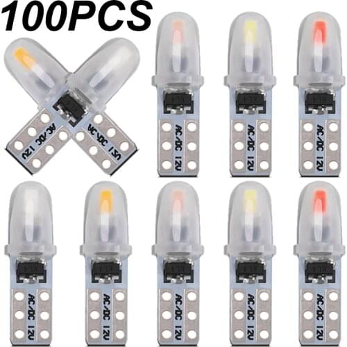 100PCS T5 W3W 74 286 W1.2W Super Bright 3014LED Wedge Dashboard Gauge Lamps Car Warning Indicator Instrument Cluster Lights Bulb