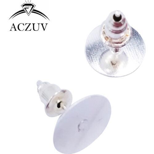 1000pcs Silver Plated 4mm 6mm 8mm 10mm Glue Pad for Stud Earrings Earring Posts with Stoppers Bullet Backs Findings EDT003