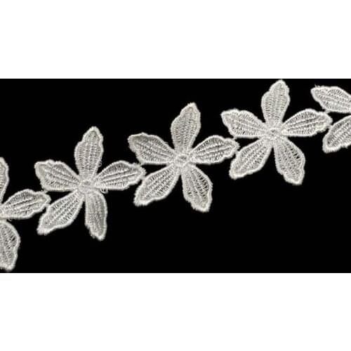 14Yards Flower Embroidered Lace Trim Water Soluble Ribbon Patchwork Applique Patch DIY Handmade Dress Sewing Supplies Craft 45mm