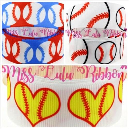 16mm-75mm Baseball Lover Printed Grosgrain Ribbon/Foe Sport Patterns DIY Party Decoration Webbing handmade hair bow 50yards/roll