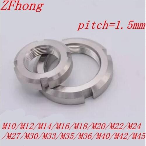 2pcs/lot stainless steel fine thread slotted nut retaining nut M10/M12/M14/M16/M18/M20/M22/M24 /M27/M30/M33/M35/M36/M40/M42/M45