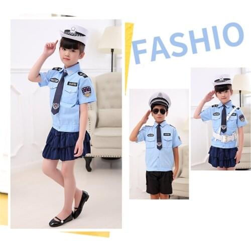 8Style Halloween Children Police Uniform Policemen Disguise Boys Army Traffic Costumes Party Performance Clothing 110-160CM