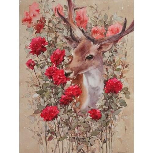 Diamond painting animal icons full DIY 5d diamond embroidery deer red rose pictures of rhinestones cross-stitch mosaic stickers