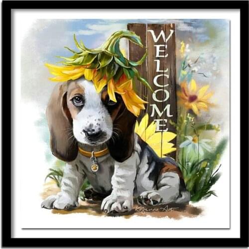 Diamond Painting Cartoon Cross Stitch Needlework Kit Full Diamond Embroidery Dog Cute Pattern Picture Kids Gift