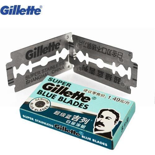 5 Pieces/pack Gillette Super Blue Shaving Razor Blades Stainless Steel Blades Double layer Edge Blade for Mens Face Caring