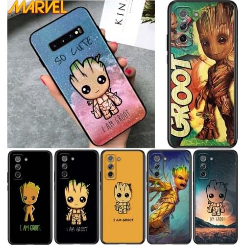 Marvel Groot Art for Samsung Galaxy S21 Ultra Plus Note 20 10 9 8 S10 S9 S8 S7 S6 Edge Plus Soft Black Phone Case
