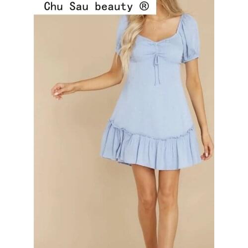 Голубые летние платья Chu Sau beauty China At AliExpress