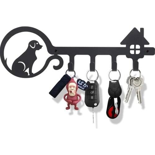 You Bella LLC Pet Dog Pattern Decorative Aesthetic Keychain Black