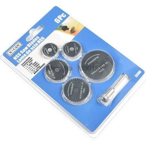 By dhl 200set high quality 6pcs Mini Circular Saw Blade Set HSS Cutting Disc Rotary Drill Tool for Wood Plastic and Aluminum