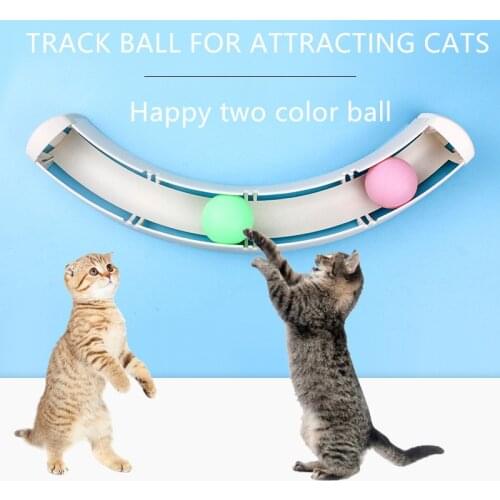 Pet Cat Crazy Ball Disk Interactive Toys Amusement Funny Double Ball Orbit Cat Toys Interactive Disk with Balls for Cats Toys