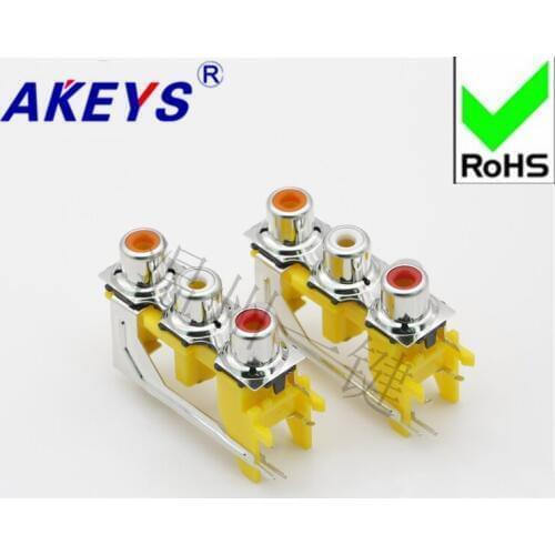 10 pcs AV3-8.4-13 Ferrous AV Core Socket Audio Socket RCA Lotus Block 5-foot Three-hole PCB Welding