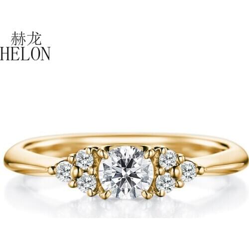 HELON Solid 10K Yellow/White/Rose Gold Round VVS/DEF Color 0.45ct Test Positive Lab Grown Moissanite Diamond Engagement Ring