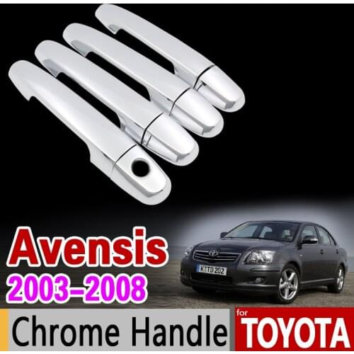 For Toyota Avensis 2003 - 2008 Chrome Door Handle Cover Trim Set T250 T25 2004 2005 2006 2007 Accessories Sticker Car Styling