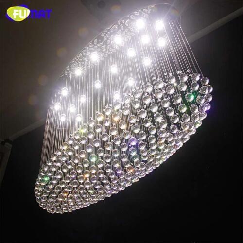 K9 Crystal Chandeliers LED GU10 Chrome Oval Light Modern Art Decor Suspension Lighting Hotel Villa Hanging Lamp