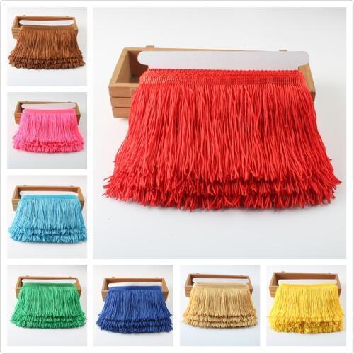5Yards 10cm Long Fringe Lace Tassel Polyester Lace Trim Ribbon Latin dance skirt curtain fringes for sewing
