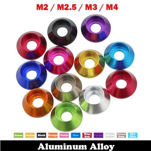 M2 M2.5 M3 M4 Blue Peach Titanium Grey Head Cone Taper Gasket Anodized Aluminum Alloy DIY Shim Car Model Washer