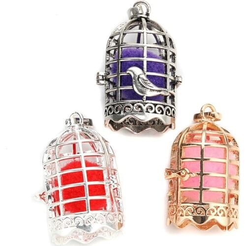 MODKISR Wholesale 6pcs Birdcage Jewelry Wild Hollow Essential Oil Perfume Oval Egg Cage Diffuser Locket Pendants Without Chain