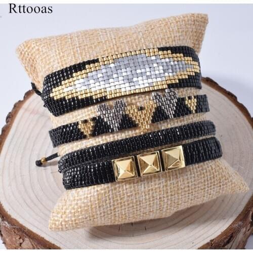 Rttooas Evil Eye Bracelet For Women MIYUKI Beaded Charm Bracelets Bileklik Handmade Stainless Steel Bracelet Pulseria Mujer 2020