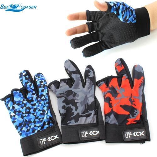 3 Finger Men Pu Durable Anti-Slip Anti-Cut Pesca Sport Fishing Gloves Tackle Travel Hunting Camping Cycling Fishing Tackle