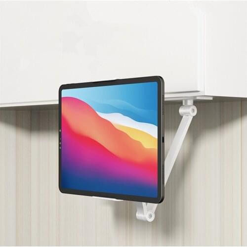 Long Arm Wall Mount Tablet Stand Multi Angle Adjustable Three Shaft Design Aluminum Cell Phone Wall Mount Holder for iPhone iPad