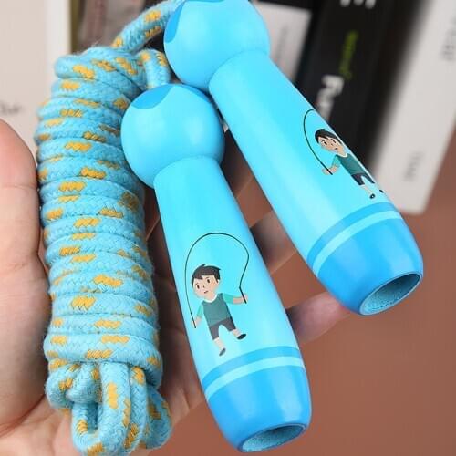 Jump rope toy elementary school sports kindergarten beginner boy girl wooden handle cotton rope