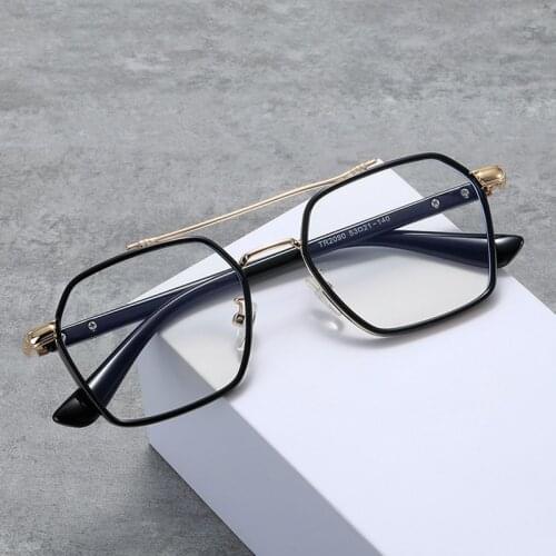 Elbru Metal Double Beam Frame Anti-blue Light Plain Glasses Electronic Screen Radiation Protection Eye Protection Plain Glasses
