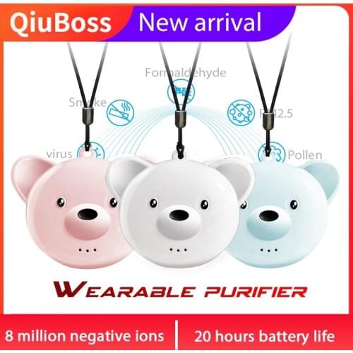 Personal Mini Portable Air Purifier Negative Ion Wearable For Baby Kids Adults Home Eliminates Smoke Smell Odors Dust Polle