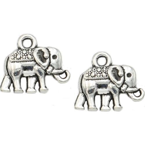 25pcs Antique Silver Plated Animals Elephant Charms Pendants for European Bracelet Jewelry Making DIY Handmade 12x14mm